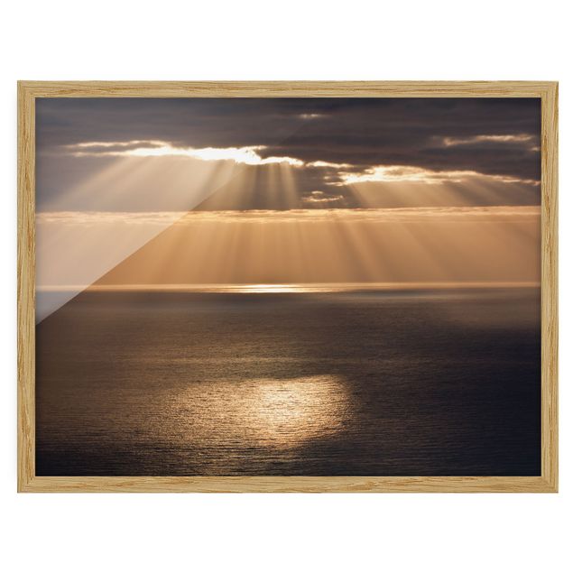Poster con cornice - Raggi di sole sopra il mare - Orizzontale 3:4