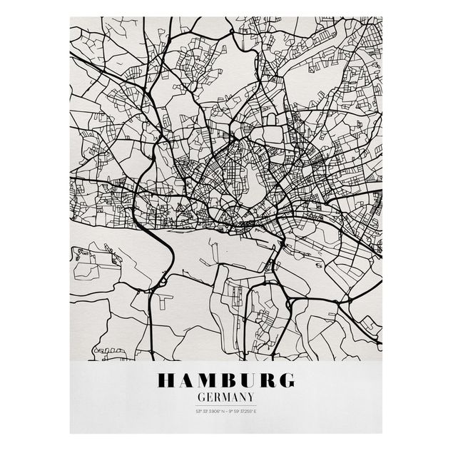Stampe su tela Mappa di Amburgo - Classica