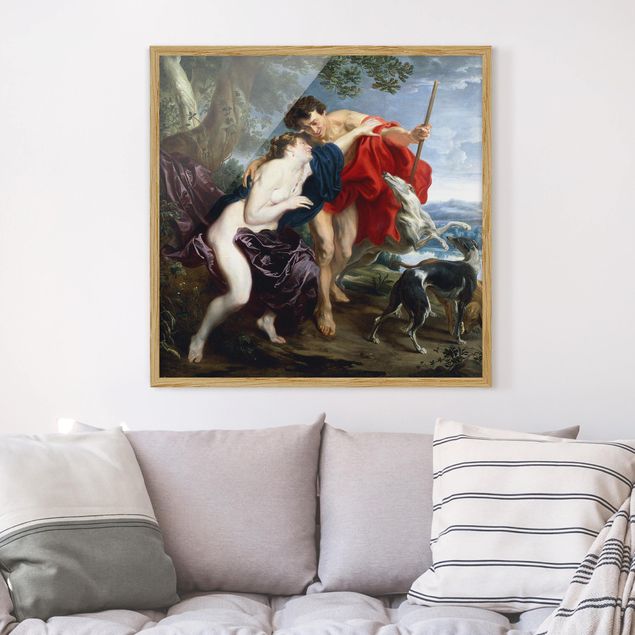 Poster con cornice - Anthony Van Dyck - Venus And Adonis - Quadrato 1:1