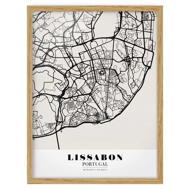 Poster con cornice - Lisbon City Map - Classic - Verticale 4:3