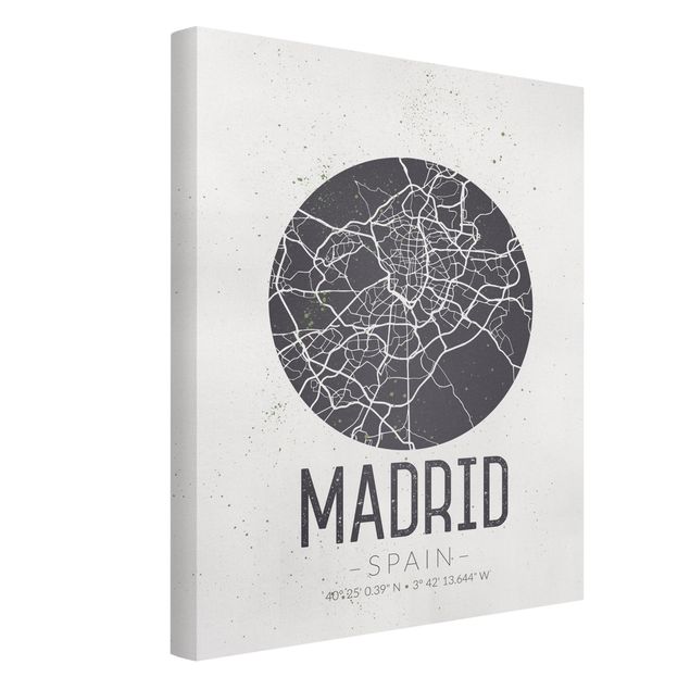 Quadri moderni per soggiorno Mappa di Madrid - Retrò