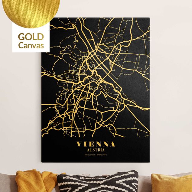 Tele bianco e nero Mappa di Vienna - Nero classico