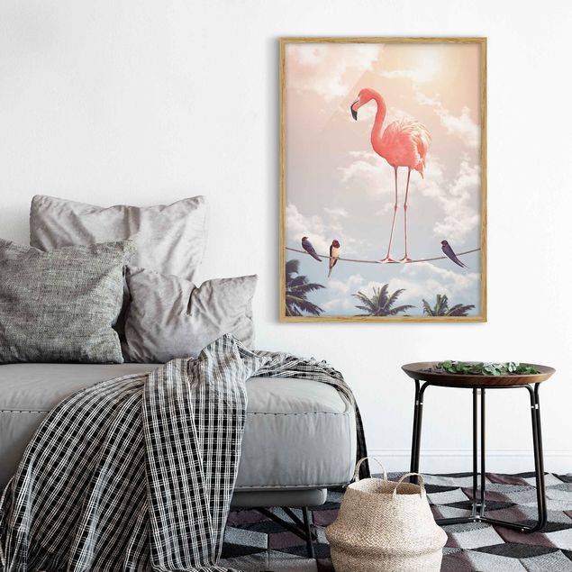 Poster con cornice - Cielo Con Flamingo - Verticale 4:3