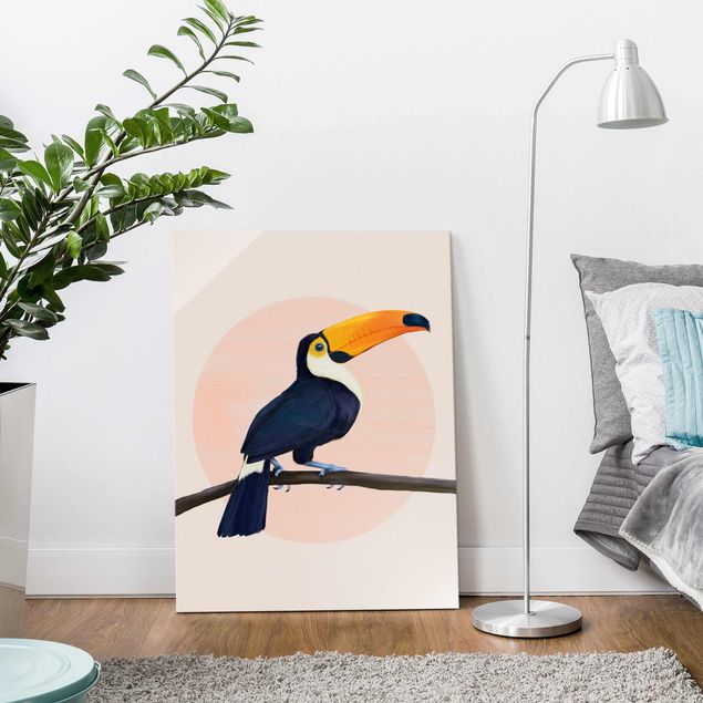 Lavagna magnetica vetro Illustrazione - Uccello Tucano Pittura Pastello