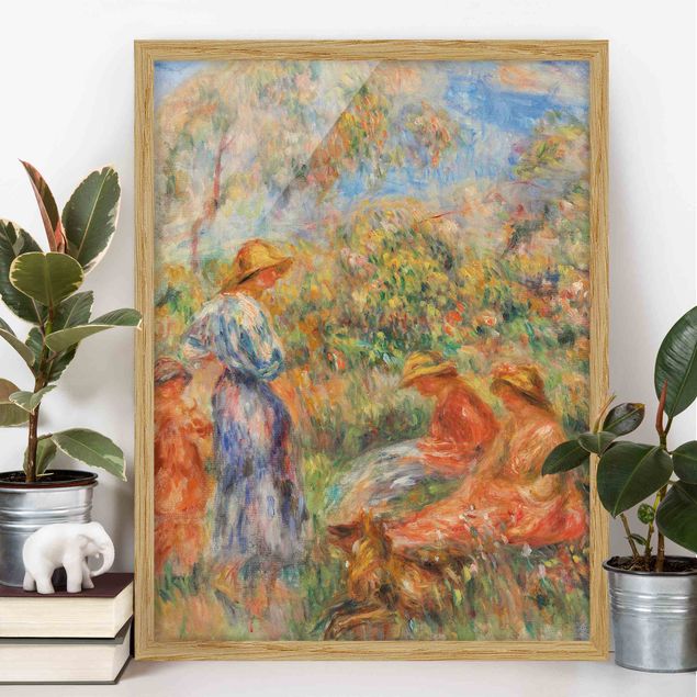Poster con cornice - Auguste Renoir - Three Women And Child In A Landscape - Verticale 4:3