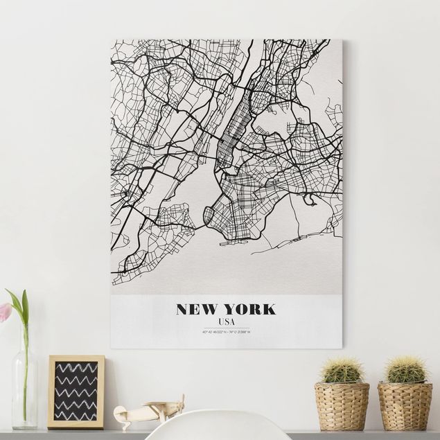 Tele bianco e nero Mappa di New York - Classica