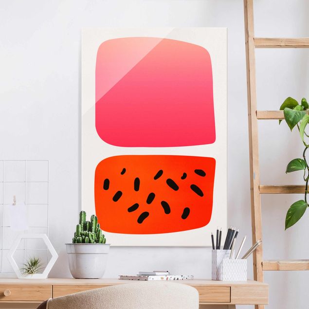 quadro astratto Forme astratte - Melone e rosa