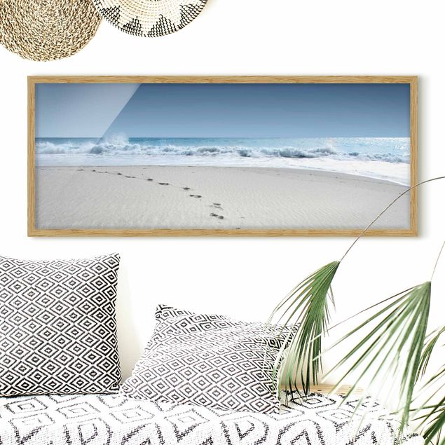 Poster con cornice - Orme Nella Sabbia - Panorama formato orizzontale
