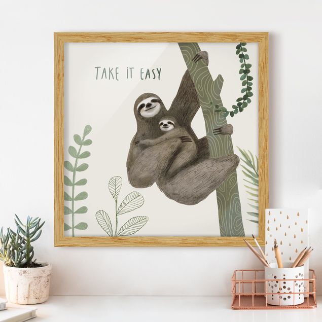Poster con cornice - Sloth Sayings - Easy - Quadrato 1:1