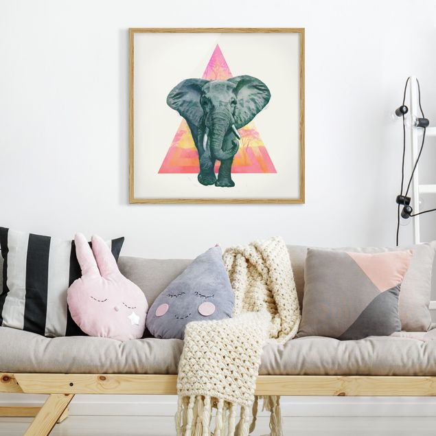 Poster con cornice - Illustrazione Elephant anteriore Triangolo Pittura - Quadrato 1:1