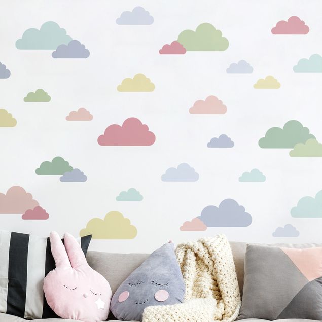 Adesivo murale - Set da 40 nuvole pastello