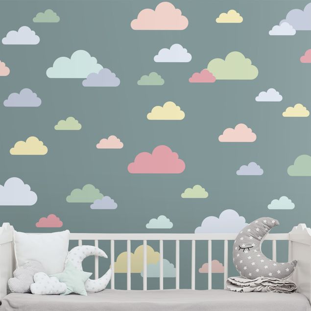 Adesivo murale - Set da 40 nuvole pastello