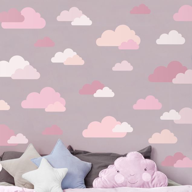Adesivo murale - Set da 40 nuvole rosa