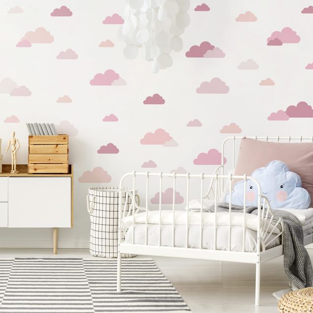 Adesivo murale - Set da 40 nuvole rosa