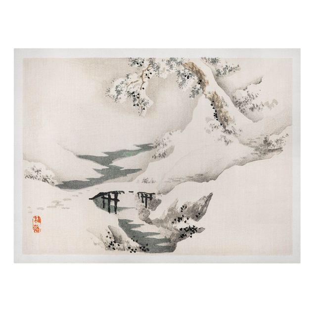 Stampa su tela - Asian Vintage Paesaggio invernale Disegno - Orizzontale 3:4