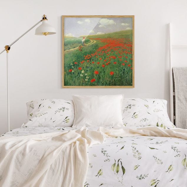 Poster con cornice - Pál Szinyei-Merse - Paesaggio estivo con una fioritura di papavero - Quadrato 1:1