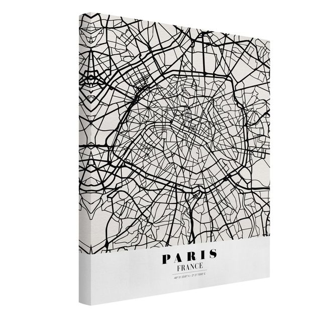 Quadri moderni per soggiorno Mappa di Parigi - Classica