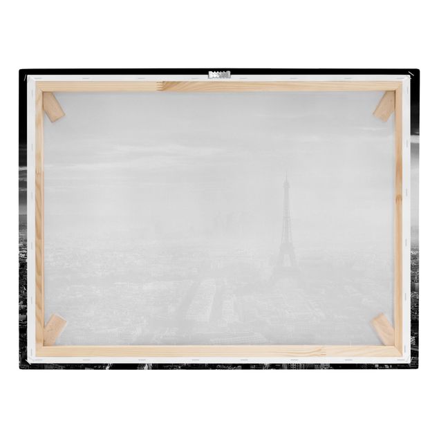 Stampa su tela - La Torre Eiffel From Above Bianco e nero - Orizzontale 4:3
