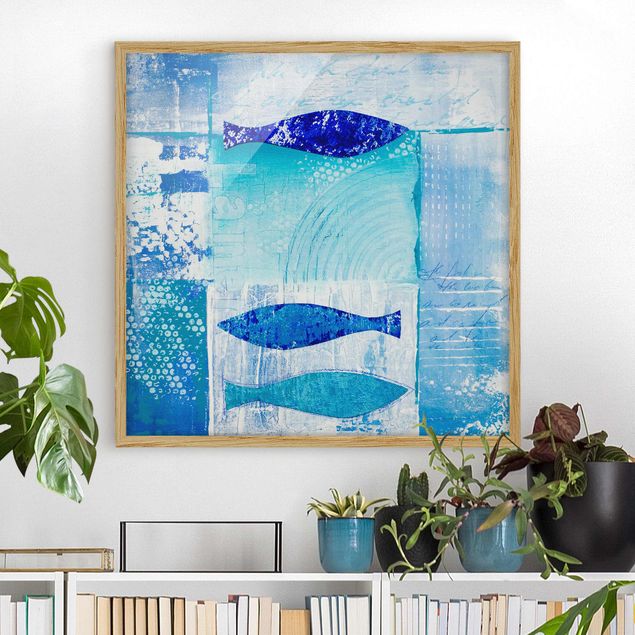 Poster con cornice - Fish In The Blue - Quadrato 1:1