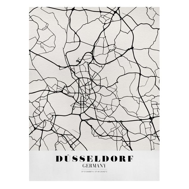 Stampe su tela Mappa di Dusseldorf - Classica
