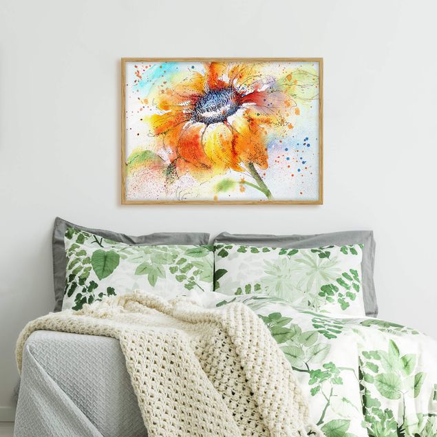 Poster con cornice - Painted Sunflower - Orizzontale 3:4