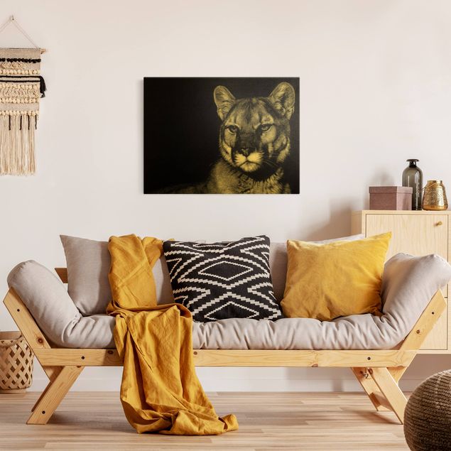 Quadri moderni per soggiorno Puma su nero