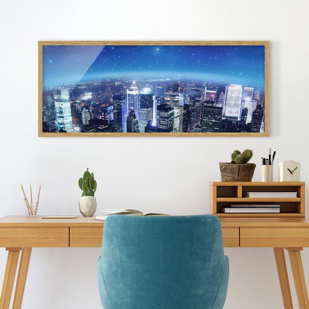 Poster con cornice - Illuminato New York - Panorama formato orizzontale