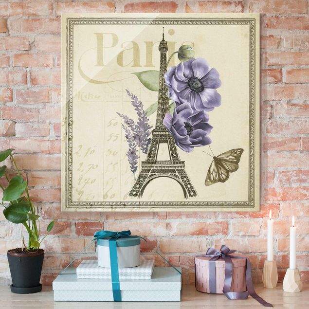 Lavagna magnetica vetro Parigi Collage Torre Eiffel