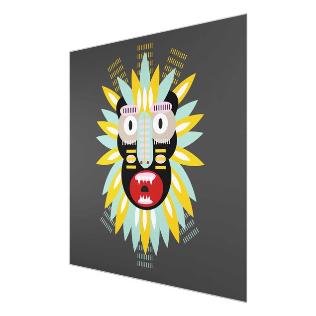Quadro in vetro - Collage Mask Ethnic - King Kong - Quadrato 1:1