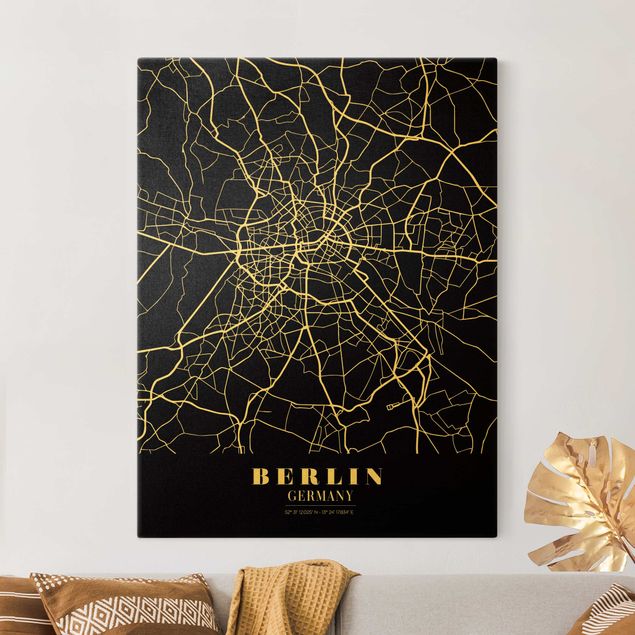 Quadri Berlino Mappa della città di Berlino - Nero classico