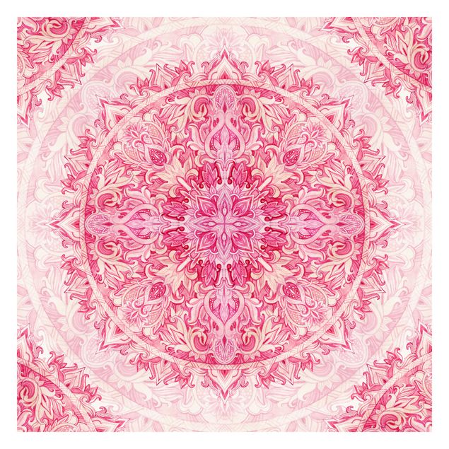 Carta da parati - Mandala Acquerello ornamento pink- Formato quadrato