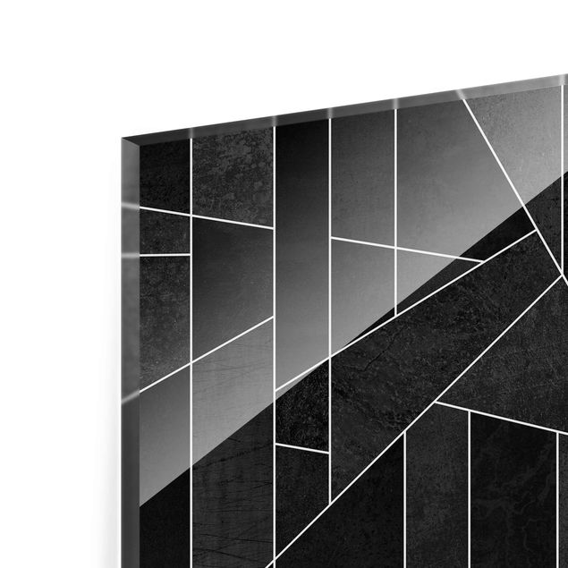Quadro in vetro - Bianco e nero geometrico Acquarello - Orizzontale 2:3