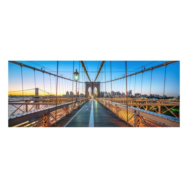 Quadro in vetro - Veduta mattutina dal ponte di Brooklyn