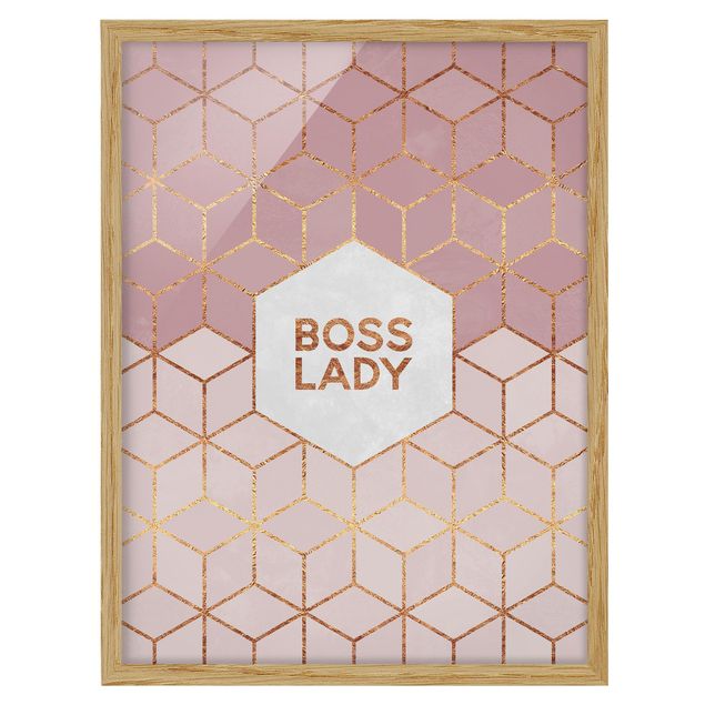 Poster con cornice - Boss Pink Lady esagoni - Verticale 4:3
