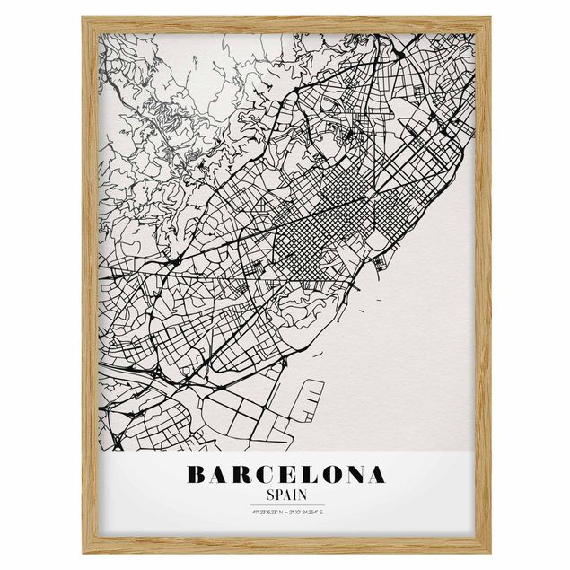 Poster con cornice - Barcelona City Map - Classic - Verticale 4:3