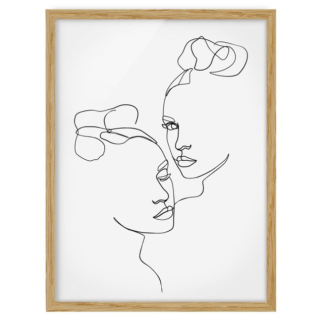 Poster con cornice - Line Art Faces donne Bianco e nero - Verticale 4:3