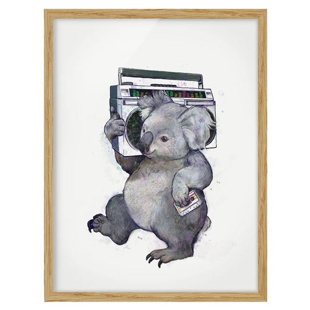 Poster con cornice - Illustrazione Koala Con Radio pittura - Verticale 4:3