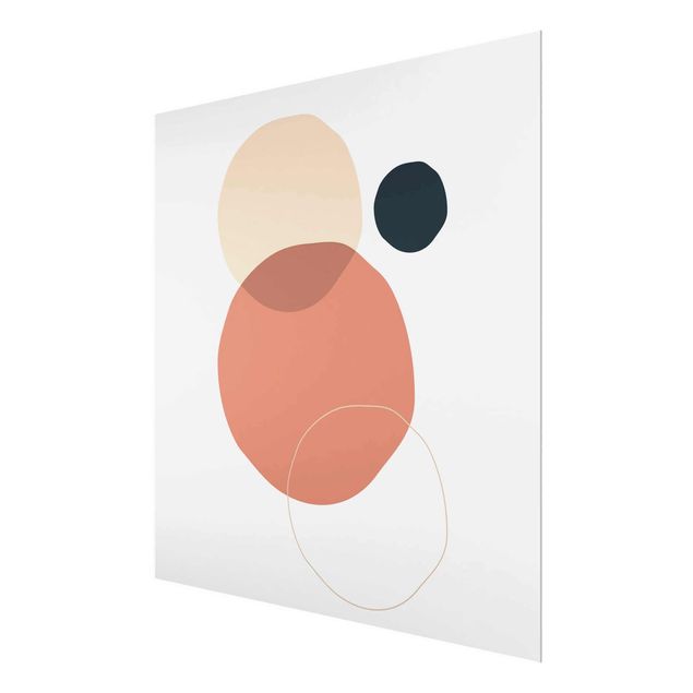 Quadro in vetro - Line Art Circles Pastello - Quadrato 1:1