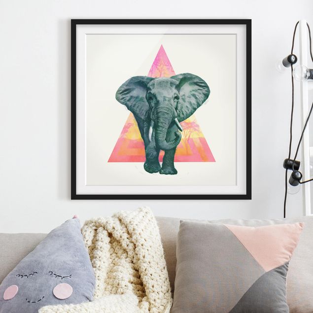 Poster con cornice - Illustrazione Elephant anteriore Triangolo Pittura - Quadrato 1:1