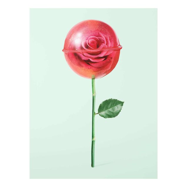 Quadro in vetro - Rose Con Il Lollipop - Verticale 4:3
