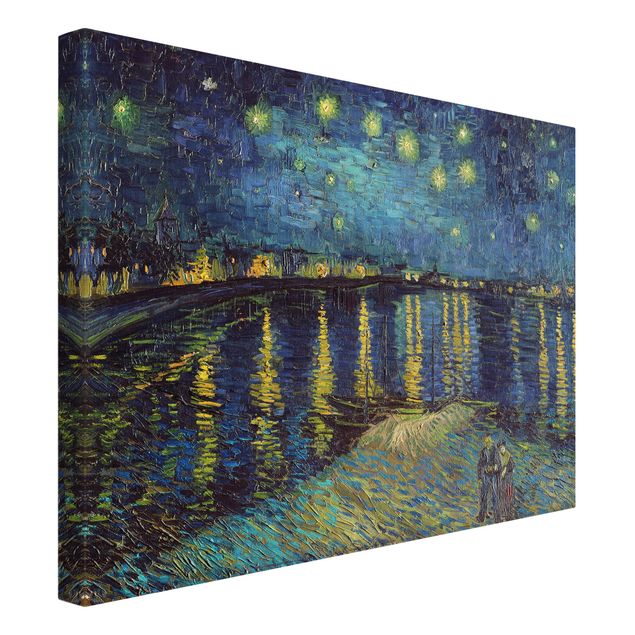 Stampe su tela Vincent Van Gogh - Notte stellata sul Rodano