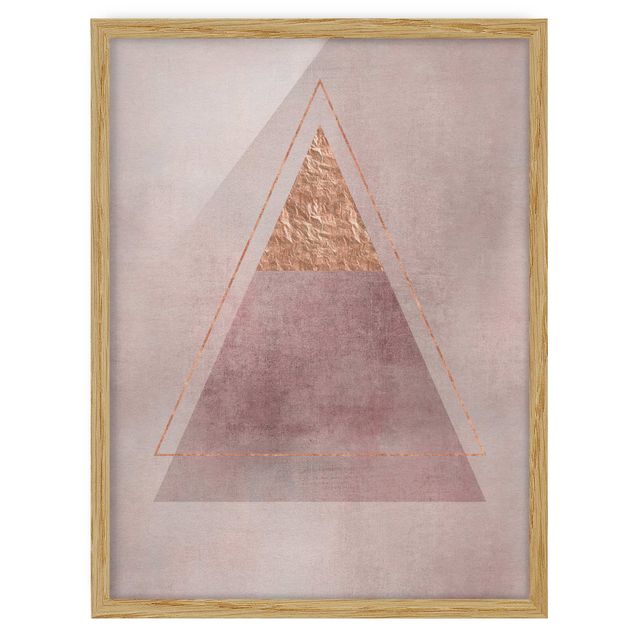 Poster con cornice - Geometria In rosa e oro II - Verticale 4:3