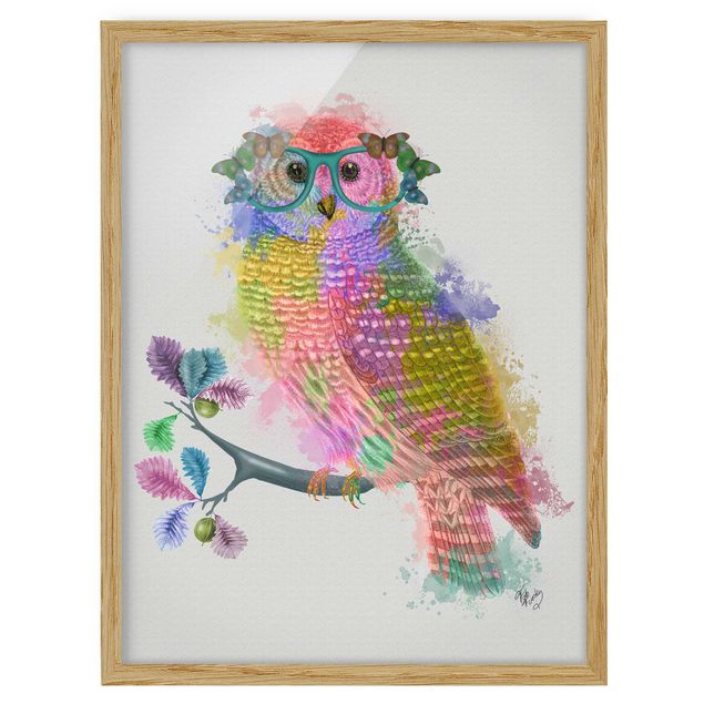 Poster con cornice - Arcobaleno Splash Owl - Verticale 4:3