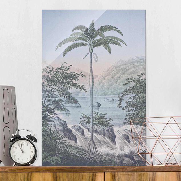 Lavagna magnetica vetro Illustrazione vintage - Paesaggio con palma