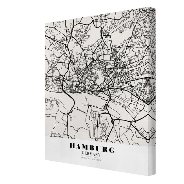 Stampa su tela - Hamburg City Map - Classic - Verticale 3:4