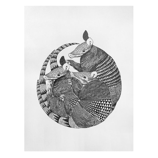 Quadri su tela animali Illustrazione - Armadillo - Disegno in bianco e nero