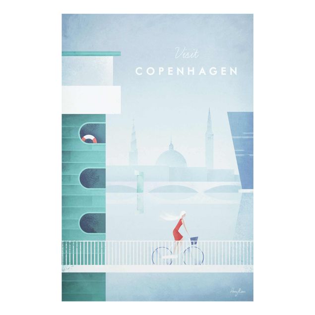 Quadro in vetro - Poster di viaggio - Copenaghen - Verticale 3:2