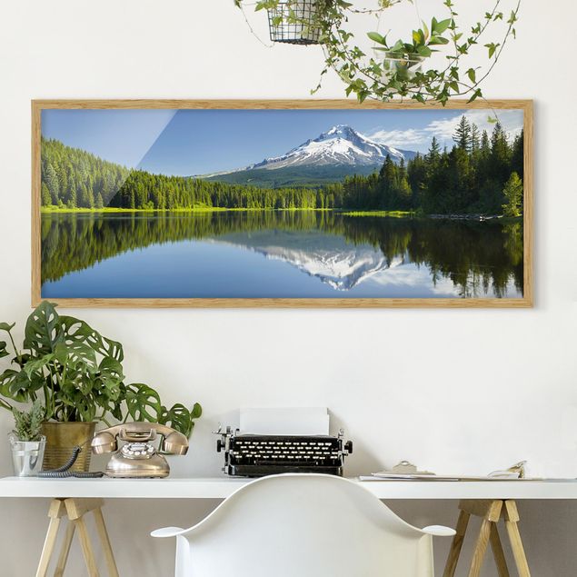 Poster con cornice - Vulcano Con Wasserspiegelung - Panorama formato orizzontale