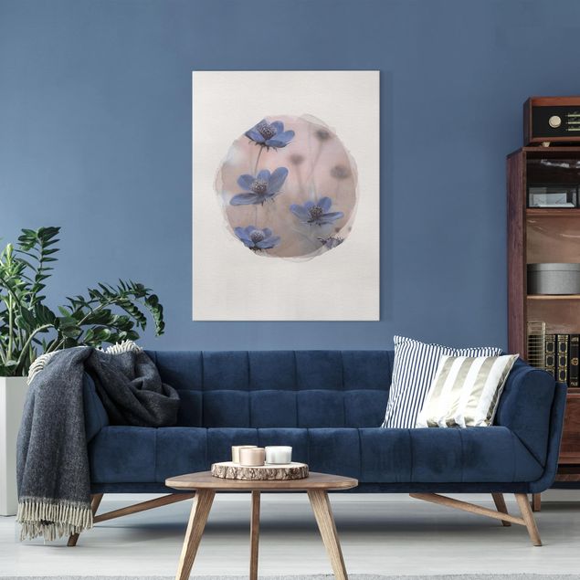 Quadri moderni per soggiorno Acquerelli - Kosmeen blu