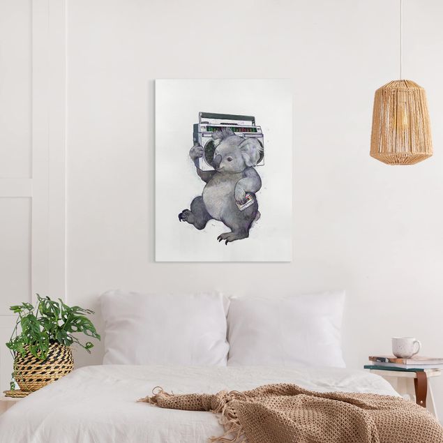quadri con animali Illustrazione - Koala con radio pittura